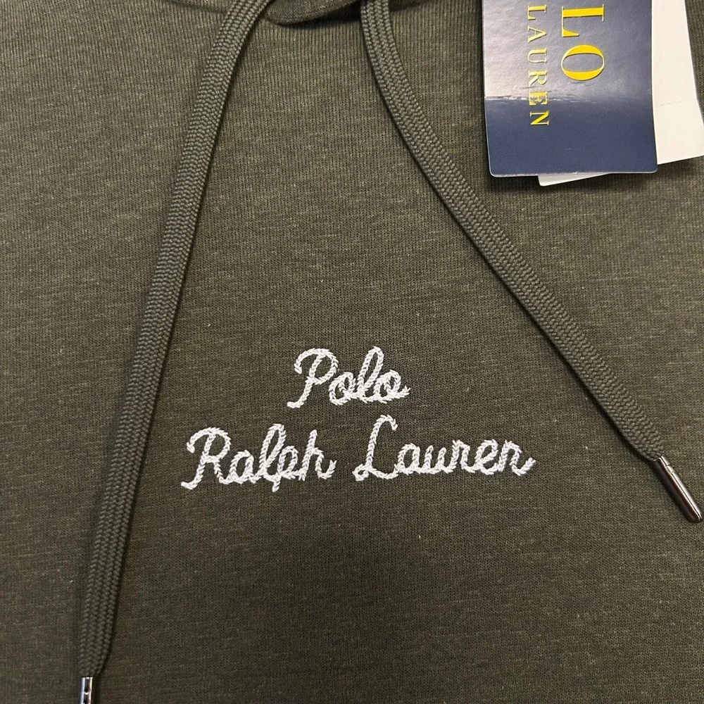 NWT Polo Ralph Lauren Double‎ Knit Hoodie Sweatshirt Script Logo Men Medium Pony